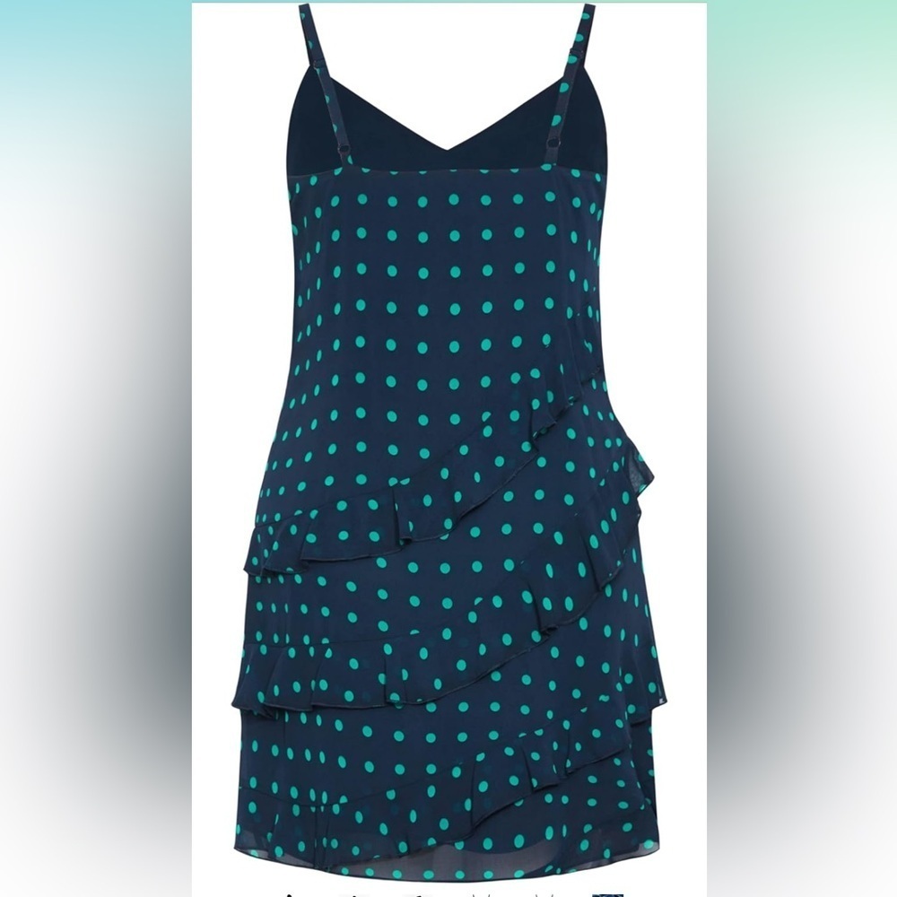 City Chic 4X Blue with Green Polka Dots Dress